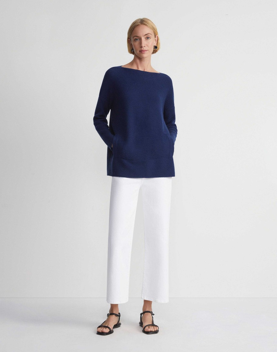 Lafayette 148 New York Sweaters & Knits | Wool-Cashmere Link Stitch Bateau Neck Sweater Cloud