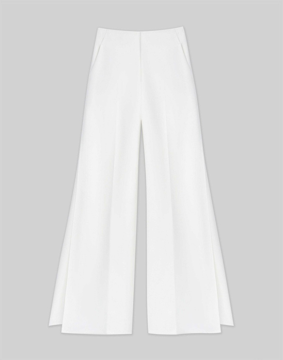 Lafayette 148 New York Pants & Shorts | Finesse Crepe Franklin Wide Leg Ankle Pant Cloud