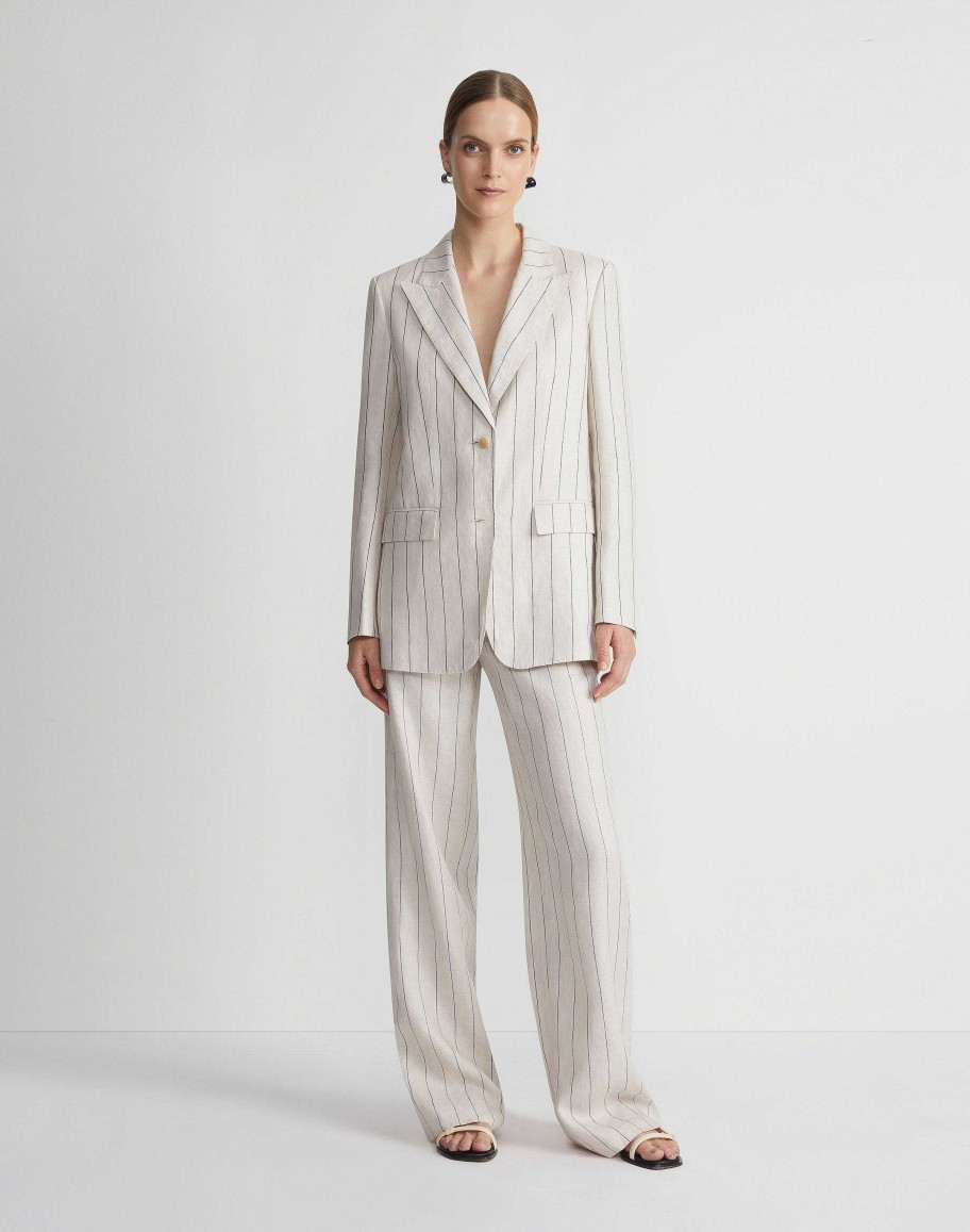 Lafayette 148 New York Pants & Shorts | Pinstripe Linen Sullivan Pant Pebble Multi