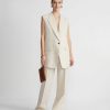 Lafayette 148 New York Jackets & Blazers | Linen Peak Lapel Longline Vest Pebble