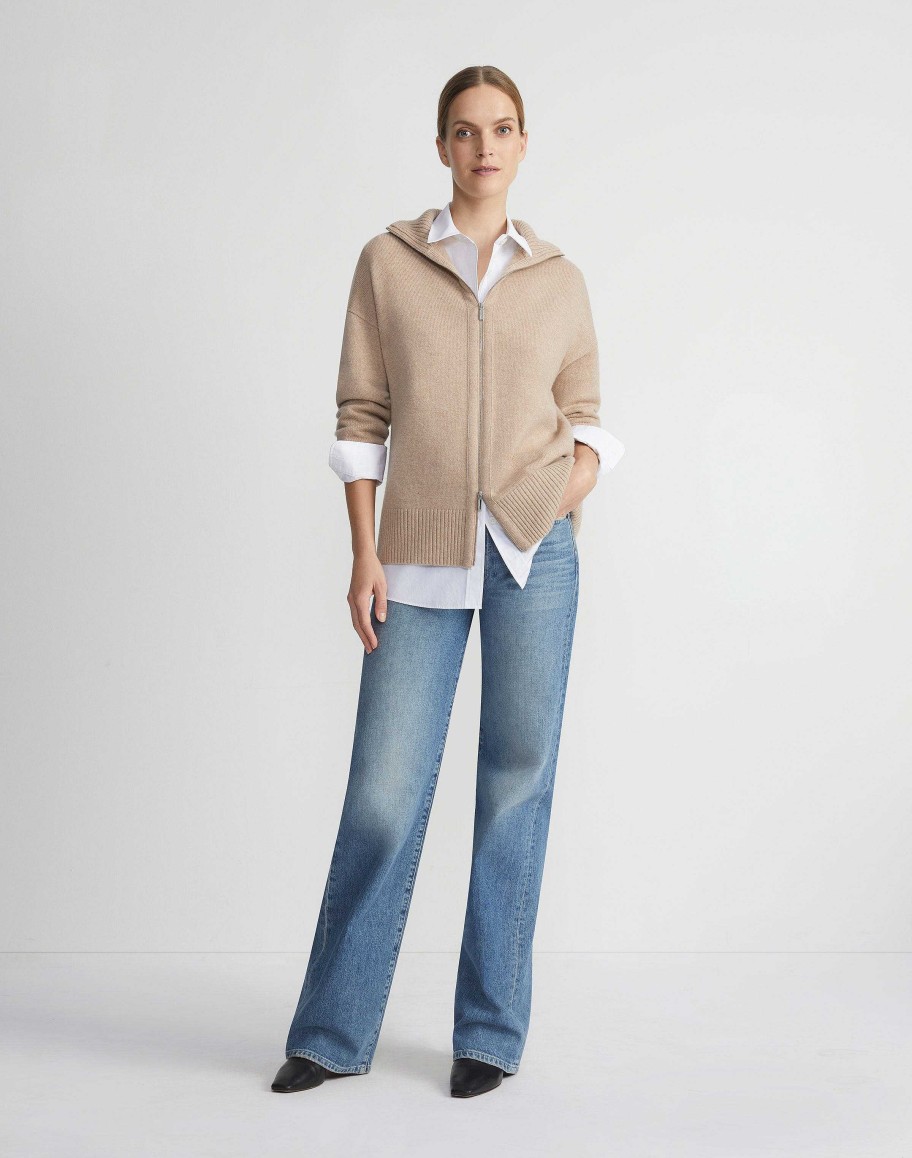 Lafayette 148 New York Sweaters & Knits | Wool-Cashmere Zip Front Cardigan Denim