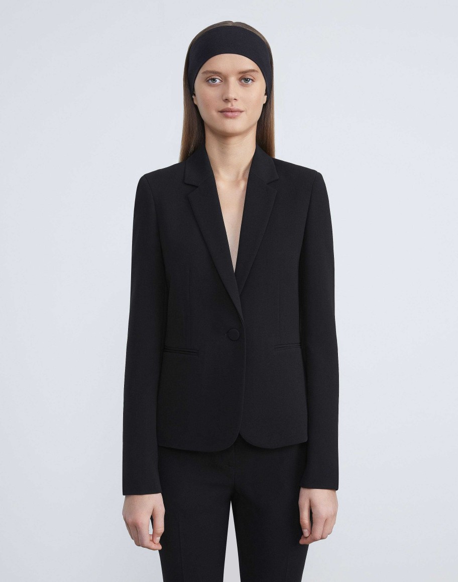 Lafayette 148 New York Suits | Finesse Crepe Single Button Blazer Black