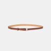 Lafayette 148 New York Leather Accessories | Soft Calfskin Leather Skinny Belt Amber Brown