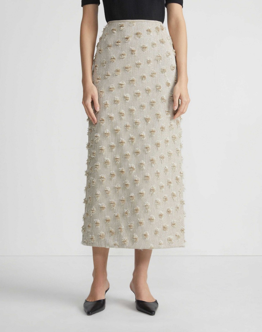 Lafayette 148 New York Skirts | Fringed Dot Jacquard Pencil Skirt Plaster Iridescent