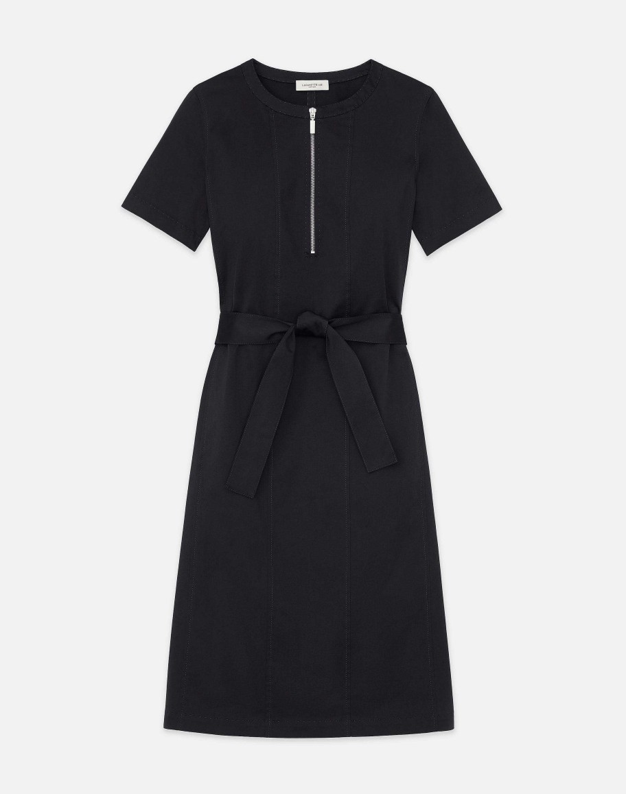 Lafayette 148 New York Dresses | Cotton Sateen Zip Front Dress Ink