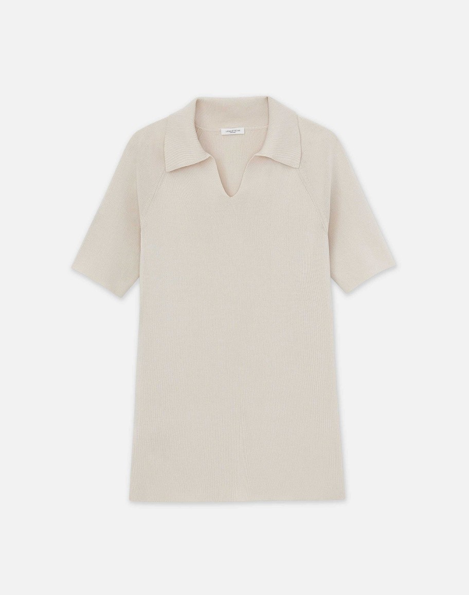 Lafayette 148 New York Sweaters & Knits | Mercerized Cotton Ribbed Polo Pebble