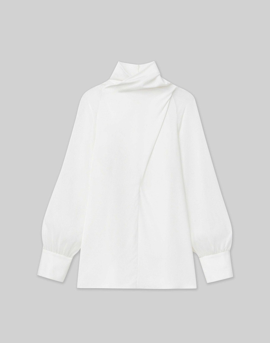 Lafayette 148 New York Blouses & Shirts | Opaque & Sheer Silk Wrap Blouse Cloud